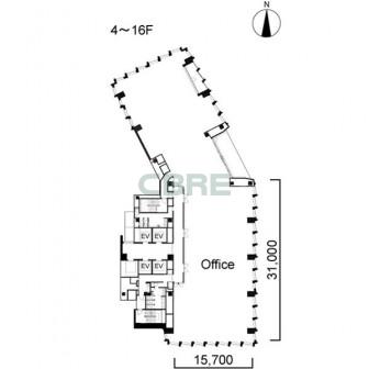 4階〜16階 平面図
