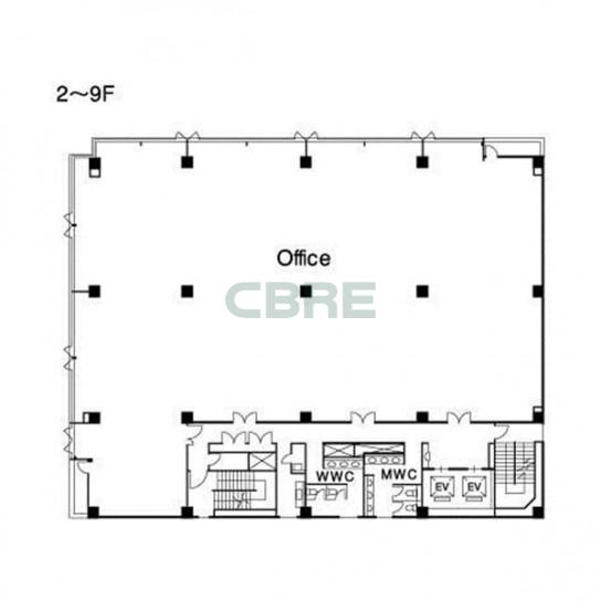 2階〜9階 平面図
