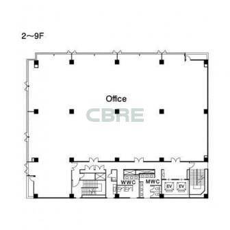 2階〜9階 平面図