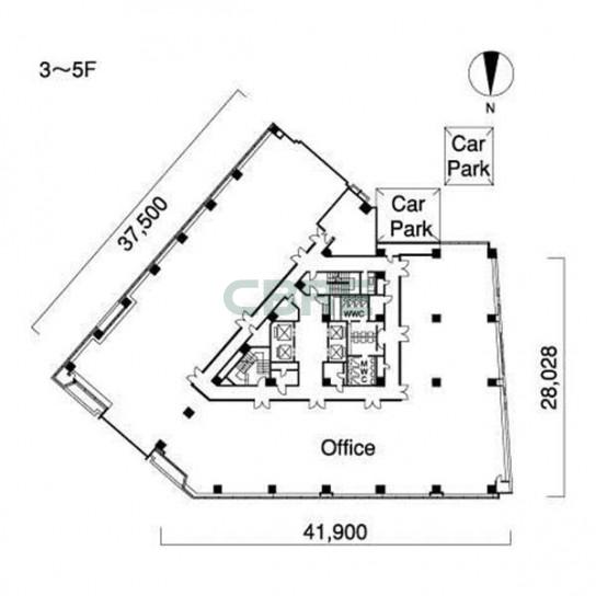 3階〜5階 平面図