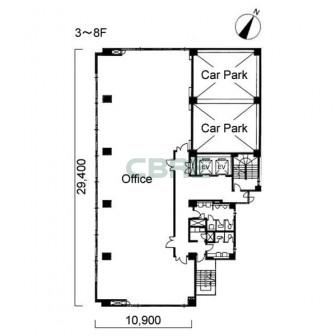 3階〜8階 平面図
