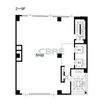 2階〜9階 平面図