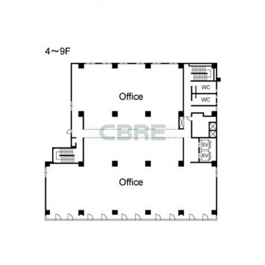 4階〜9階 平面図