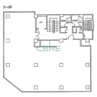 3階〜8階 平面図