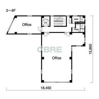 2階〜9階 平面図