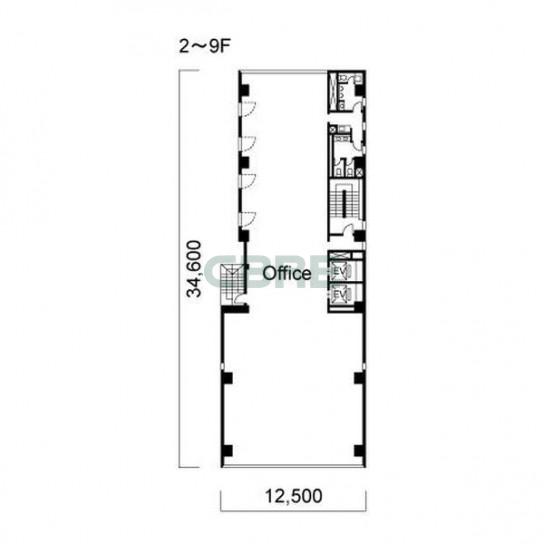 2階〜9階 平面図