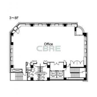 3階〜8階 平面図