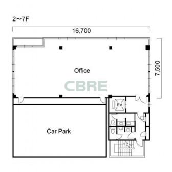 2階〜7階 平面図