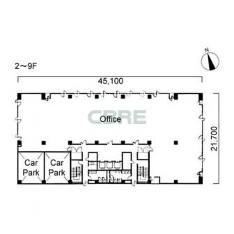 2階〜9階 平面図