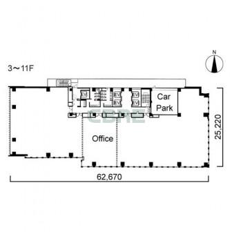 3階〜11階 平面図