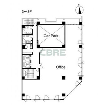 3階〜8階 平面図