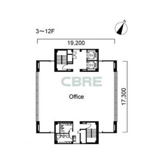 3階〜12階 平面図