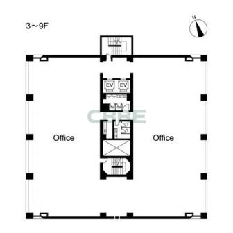3階〜9階 平面図