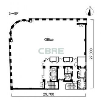 3階〜9階 平面図