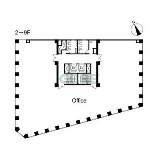 2階〜9階 平面図