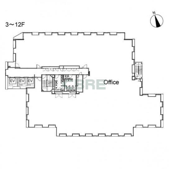 3階〜12階 平面図