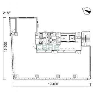 2階〜8階 平面図
