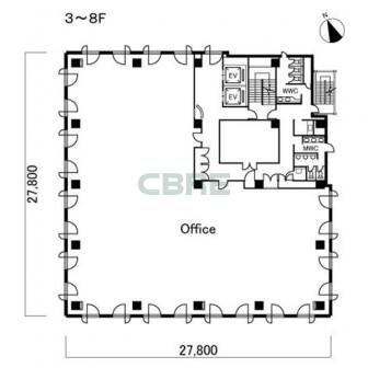 3階〜8階 平面図