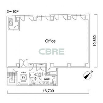 2階〜10階 平面図