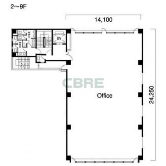 2階〜9階 平面図