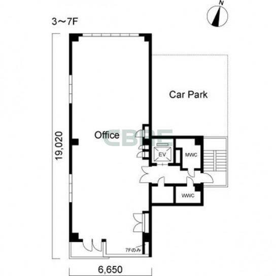 3階〜7階 平面図