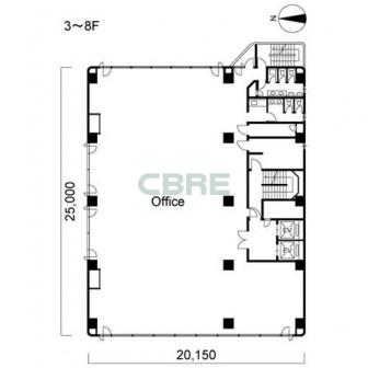 3階〜8階 平面図