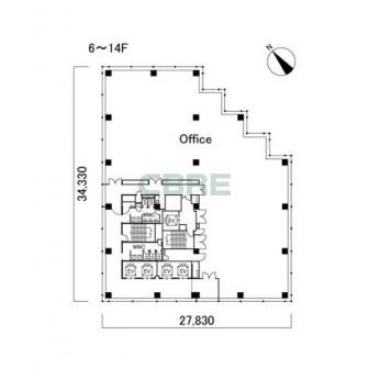 6階〜14階 平面図