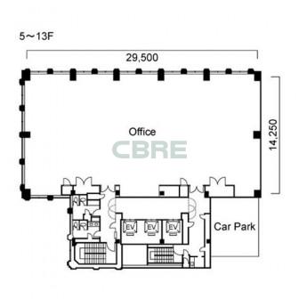 5階〜13階 平面図