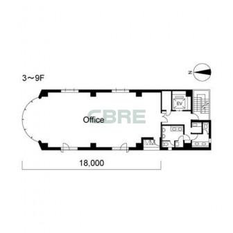 3階〜9階 平面図
