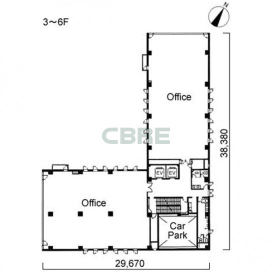 3階〜6階 平面図