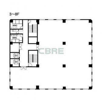 3階〜8階 平面図