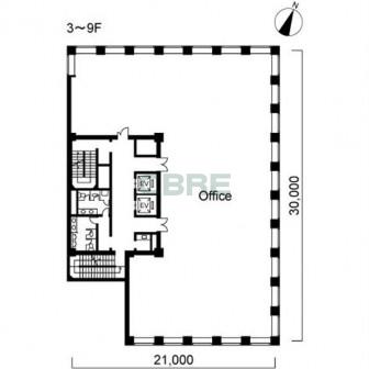 3階〜9階 平面図