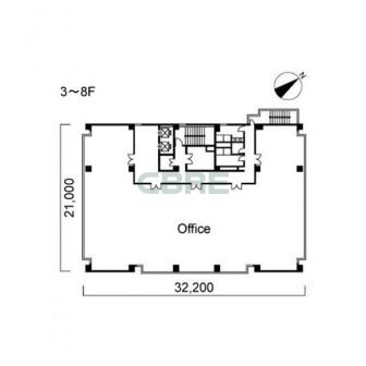 3階〜8階 平面図