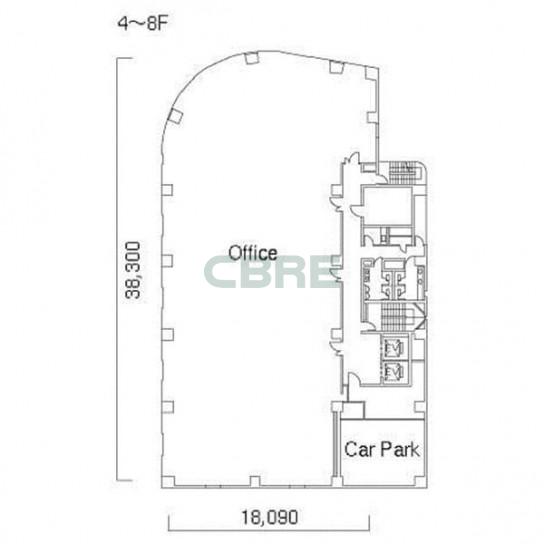 4階〜8階 平面図