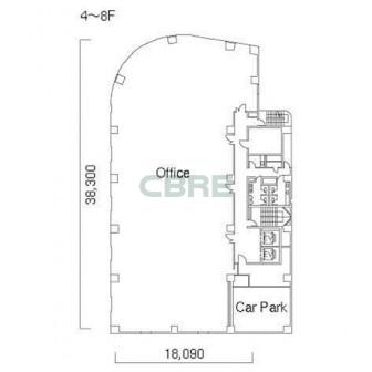 4階〜8階 平面図