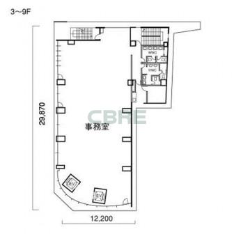 3階〜9階 平面図