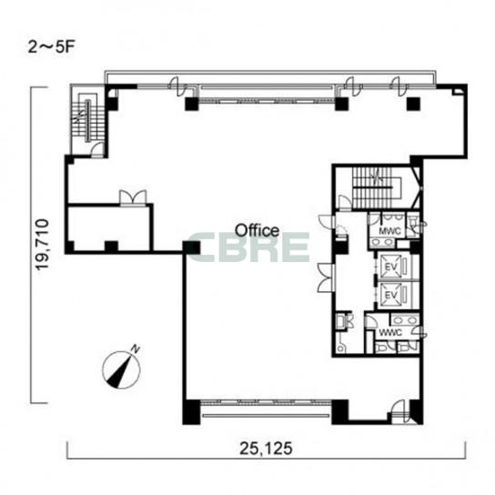 2階〜5階 平面図