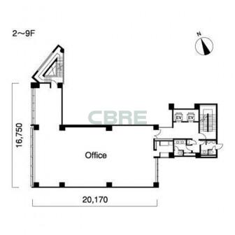 2階〜9階 平面図
