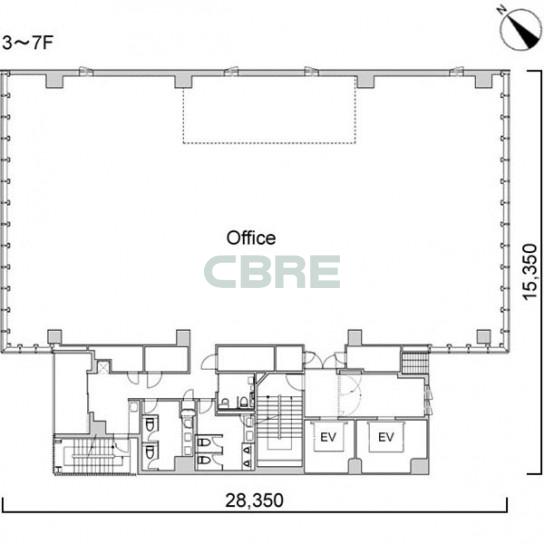 3階〜7階 平面図