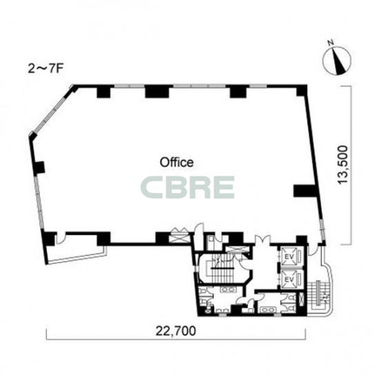 2階〜7階 平面図