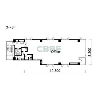 3階〜8階 平面図