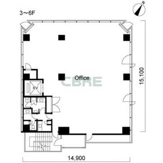 3階〜6階 平面図