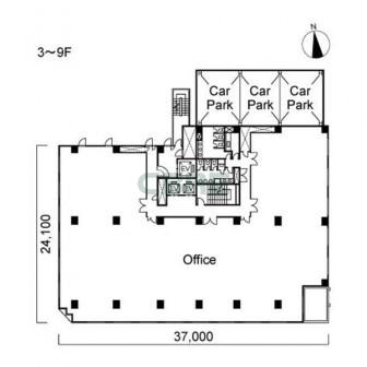 3階〜9階 平面図