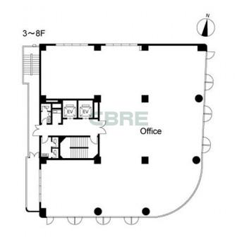 3階〜8階 平面図