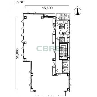 3階〜8階 平面図