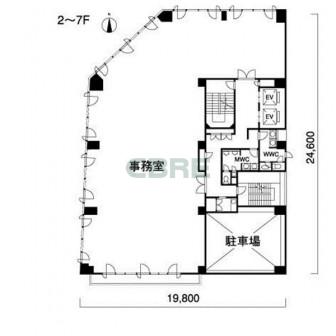 2階〜7階 平面図