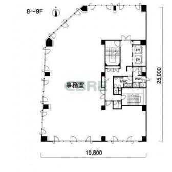 8階〜9階 平面図