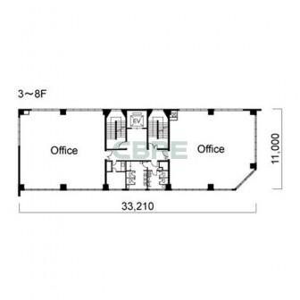 3階〜8階 平面図