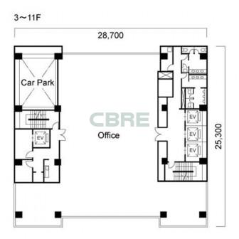 3階〜11階 平面図