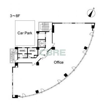 3階〜8階 平面図